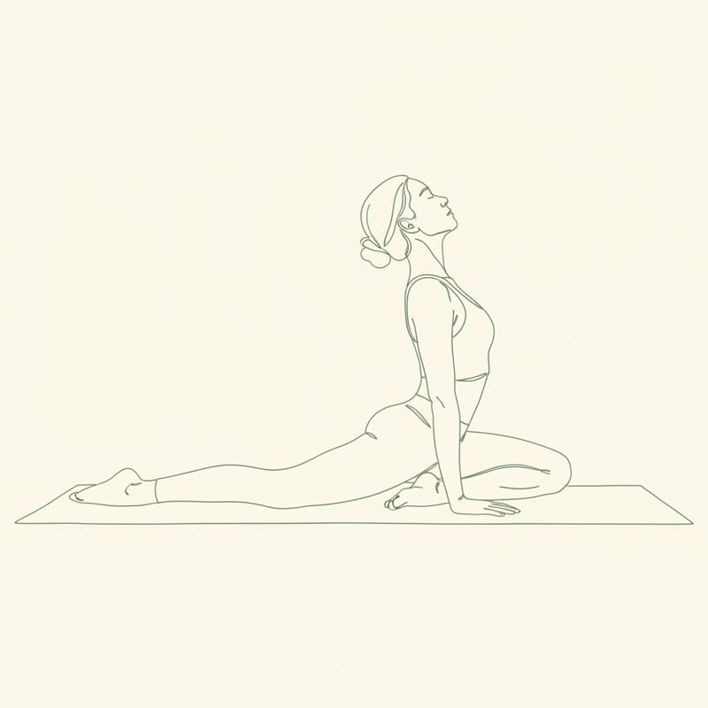 Pigeon Pose on Right Foot, Head Up yoga pose illustration