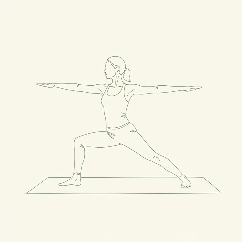 Warrior Pose with Left Leg Forward, Right Leg Straight yoga pose illustration