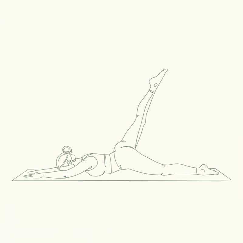 Locust Pose with Right Leg Up yoga pose illustration