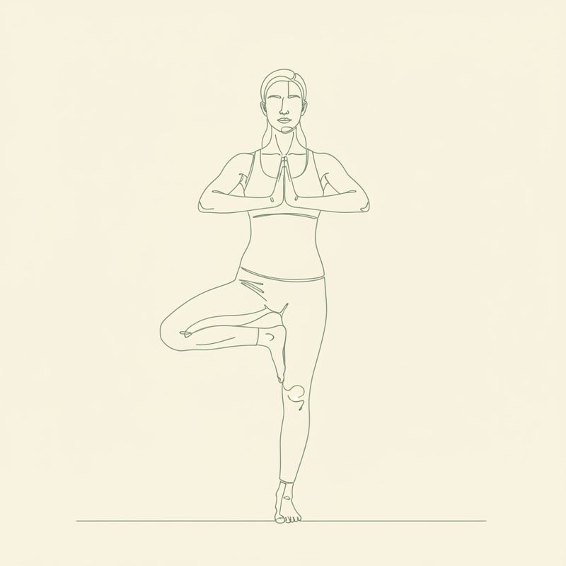 Tree Pose with Hands in Namaste Extended Forward (Right Support) yoga pose illustration