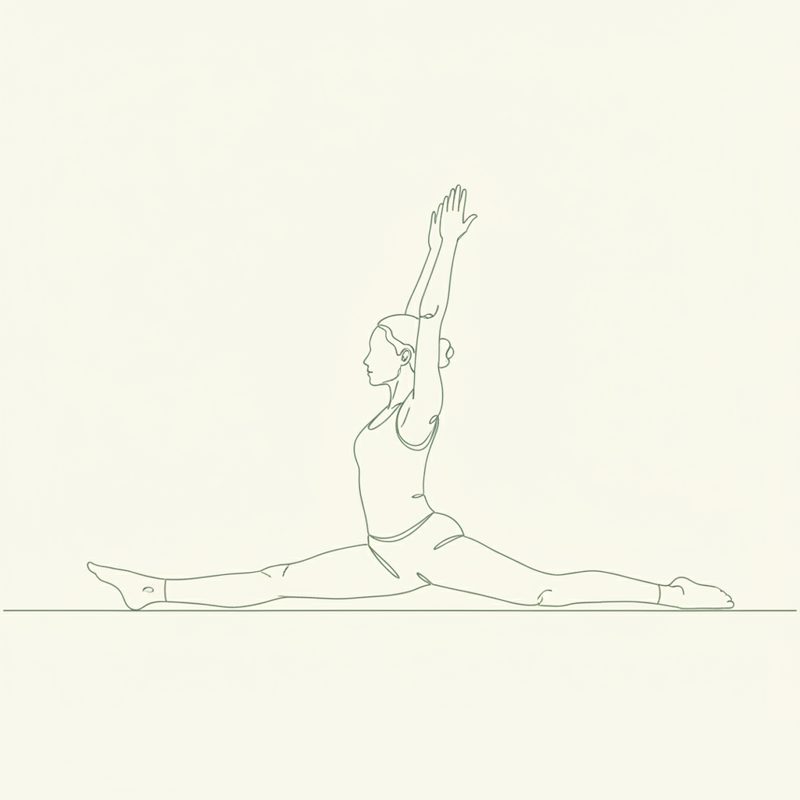 Monkey King Pose with Rotation to Left Leg, Hands Up yoga pose illustration