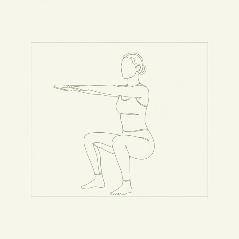 Chair Pose with Straight Arms Forward yoga pose illustration