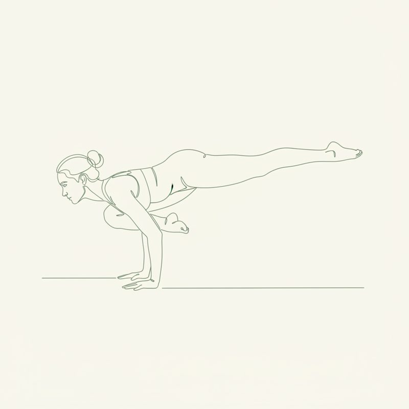 Crane Pose with Right Leg Extended Back yoga pose illustration