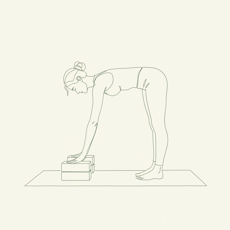 Standing Half Forward Bend with Blocks yoga pose illustration