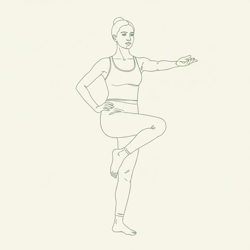 Dancing Shiva Balance, Left Leg Crossed yoga pose illustration