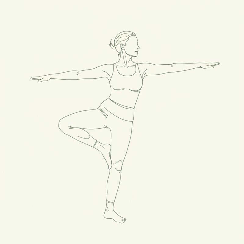 Dancing Shiva Balance, Right Leg Crossed yoga pose illustration