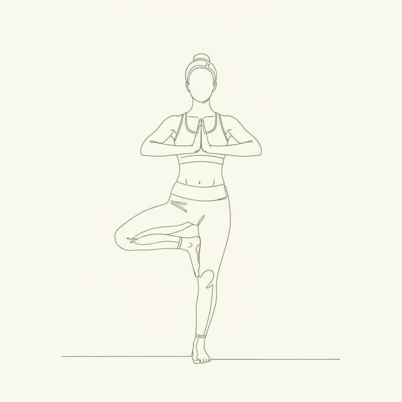 Tree Pose with Hands in Namaste Extended Forward (Left Support) yoga pose illustration