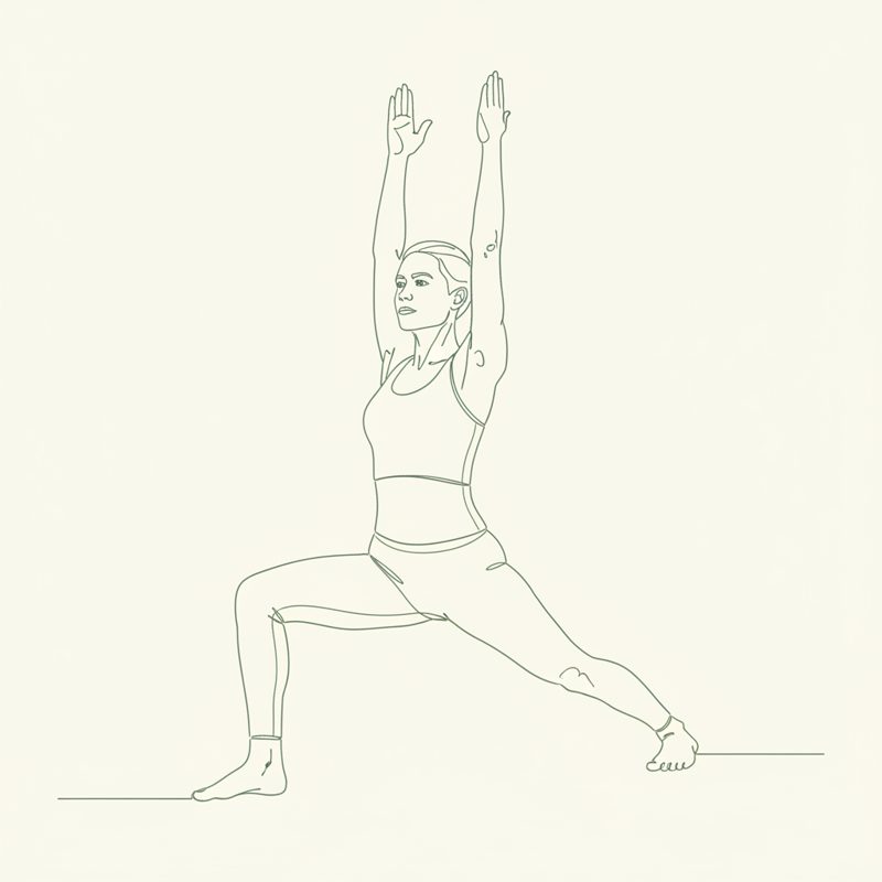 Warrior Pose on Half-Bent Left Leg yoga pose illustration