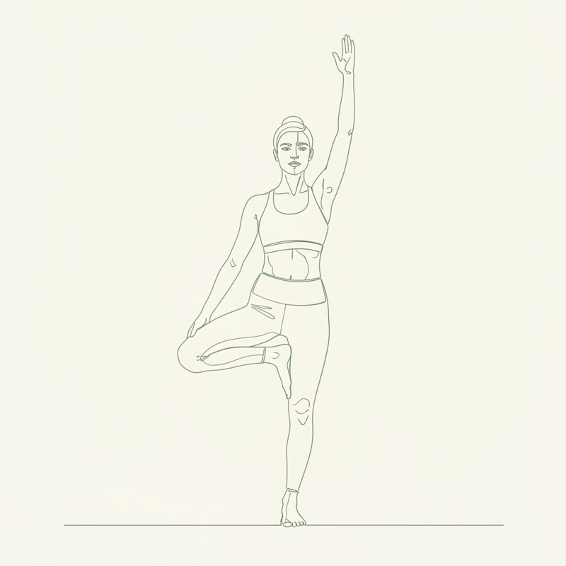 Tree Pose with Right Foot in Half Lotus yoga pose illustration