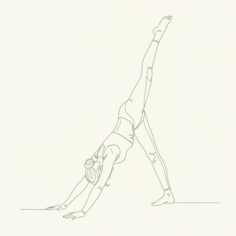 Downward-Facing Dog Pose with Right Leg Up yoga pose illustration