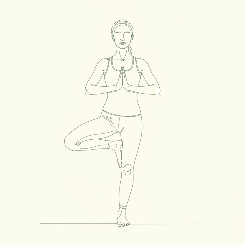 Tree Pose on Left Foot yoga pose illustration