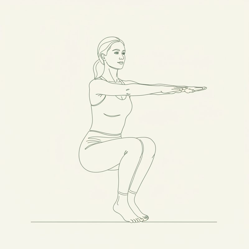 Chair Pose on Toes with Knees Together yoga pose illustration