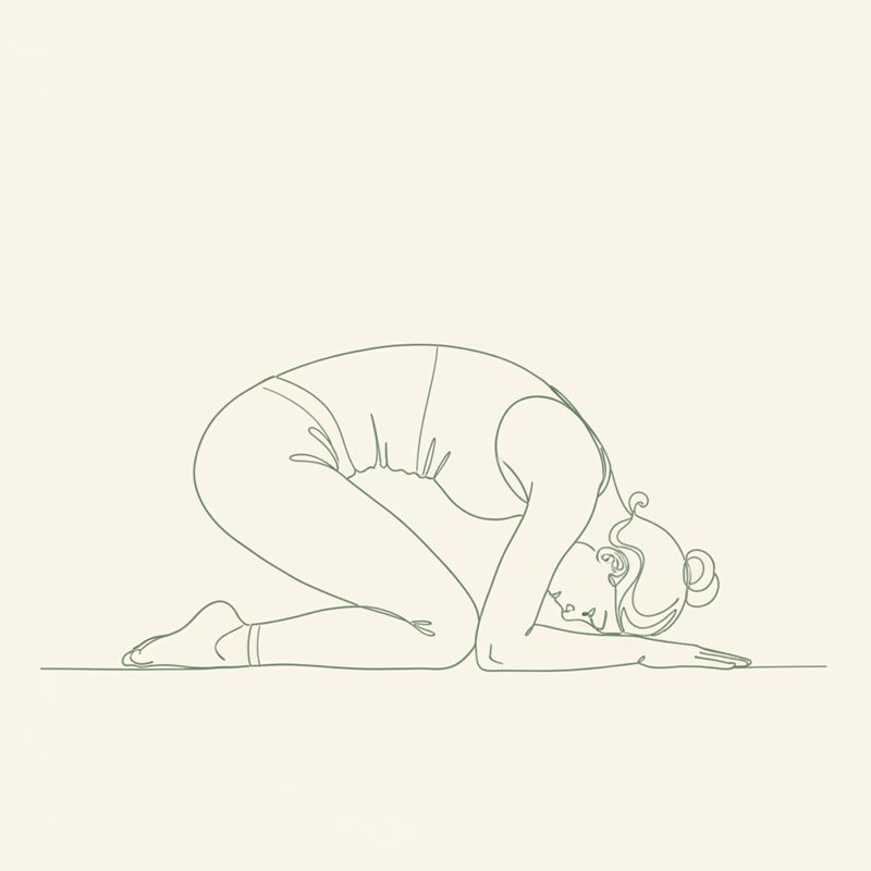 Hare Pose with Thighs Forward and Arms Alongside Legs yoga pose illustration