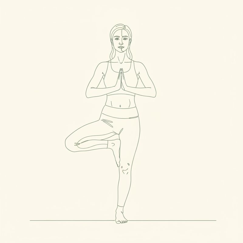 Tree Pose with Left Foot in Half Lotus yoga pose illustration