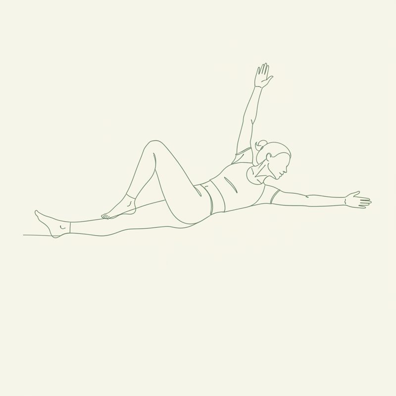 Spinal Bend Pose with Legs to the Left yoga pose illustration