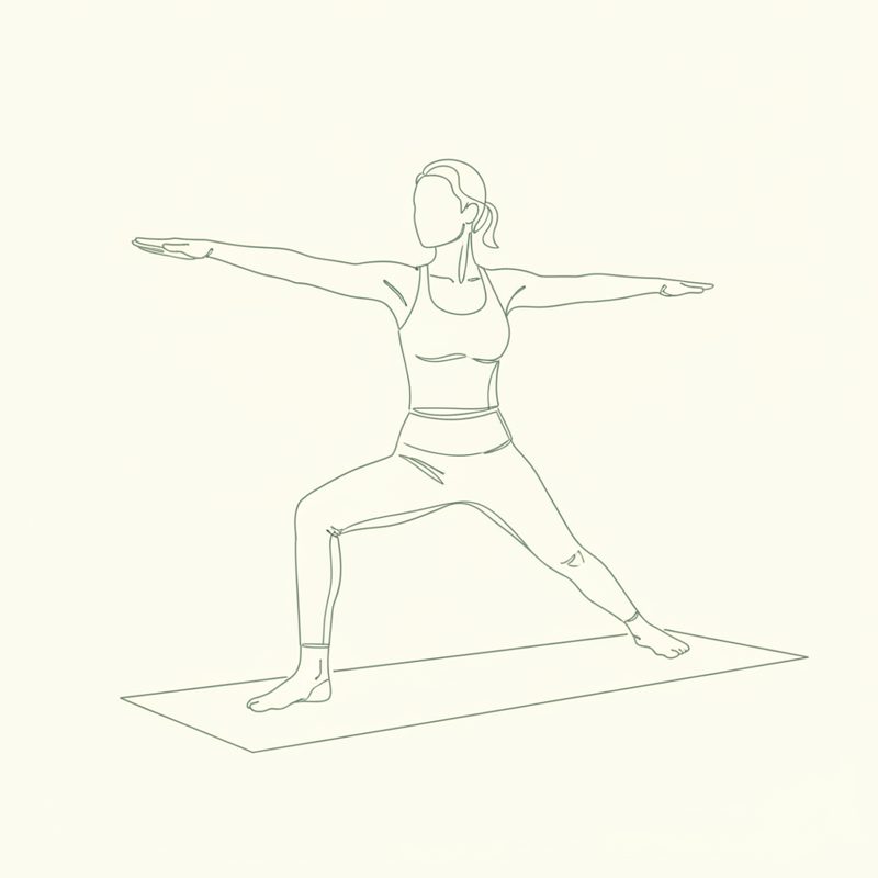 Warrior Pose with Right Leg Forward, Left Leg Straight yoga pose illustration