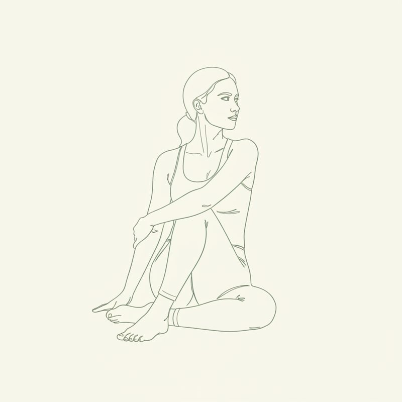 Right Twist with Right Leg Bent yoga pose illustration